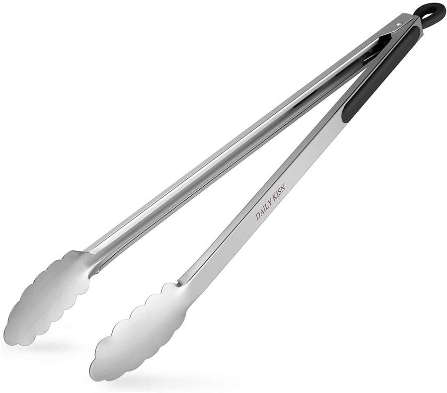 DAILY KISN Cooking Tongs with Silicone Tips, 7+9+12, Black